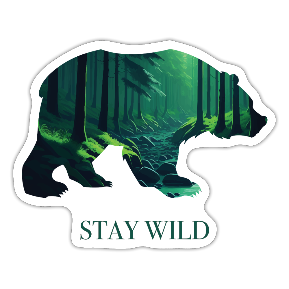 Sticker: BEAR - STAY WILD - Mattweiß