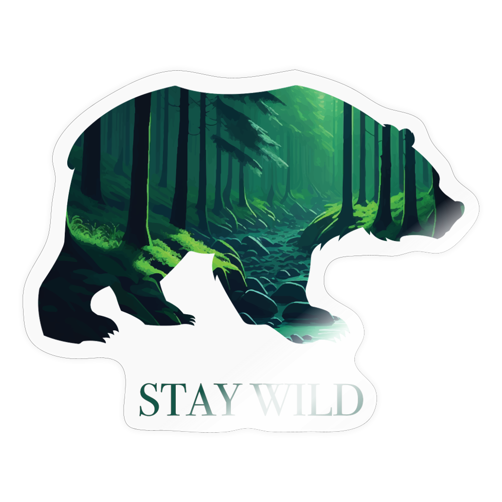 Sticker: BEAR - STAY WILD - Transparent glänzend